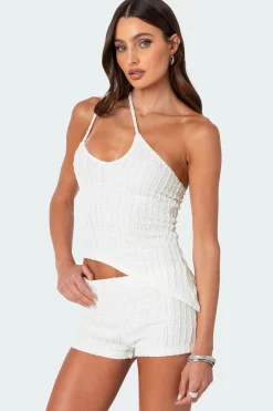 Phoebe Asymmetric Textured Knit Top