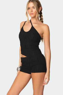 Phoebe Asymmetric Textured Knit Top