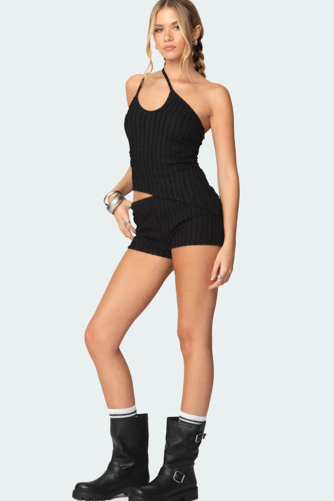 Phoebe Textured Knit Shorts