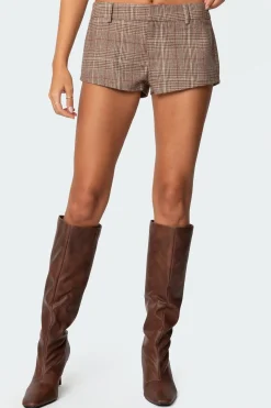 Phoeby Houndstooth Plaid Shorts