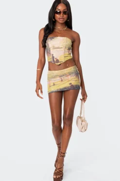 Picture Perfect Printed Mesh Mini Skirt