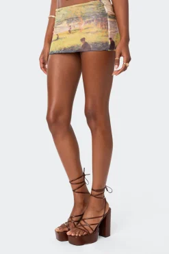 Picture Perfect Printed Mesh Mini Skirt