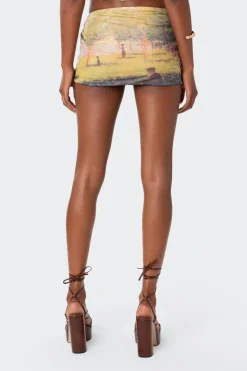 Picture Perfect Printed Mesh Mini Skirt