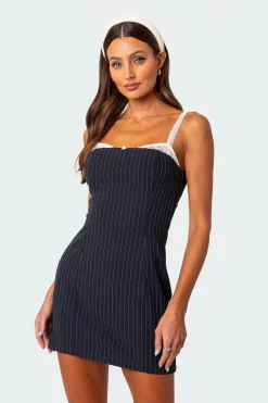 Pinstripe Bra Detail Mini Dress