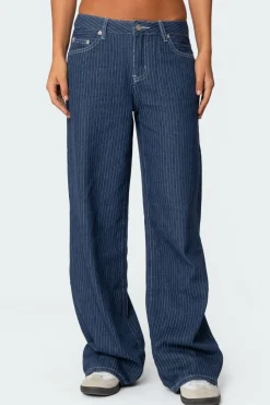 Pinstripe Low Rise Jeans