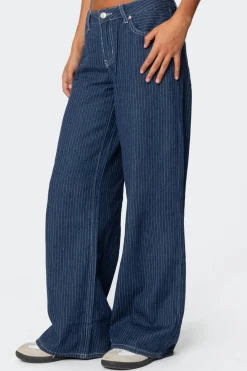 Pinstripe Low Rise Jeans