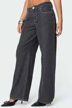 Pinstripe Low Rise Jeans