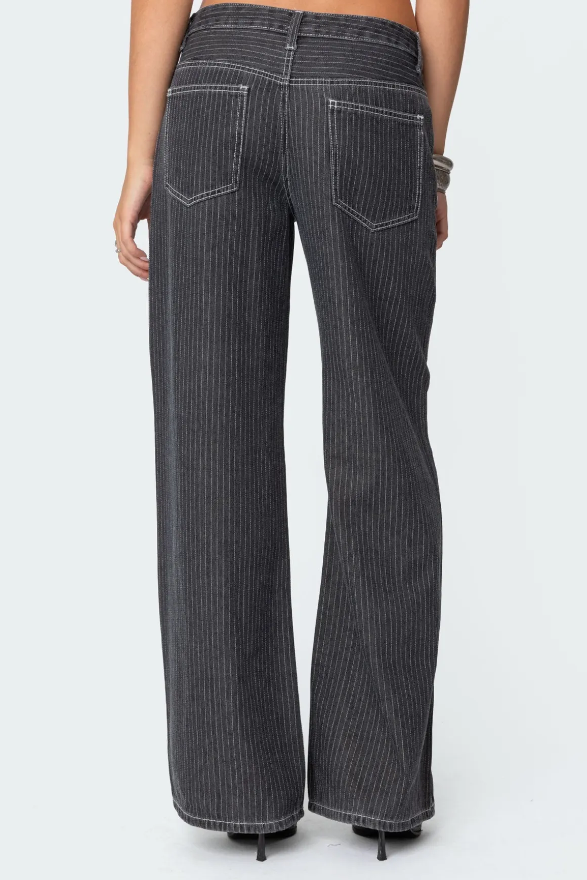 Pinstripe Low Rise Jeans