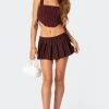 Pinstripe Low Rise Pleated Micro Skort