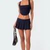 Pinstripe Low Rise Pleated Micro Skort