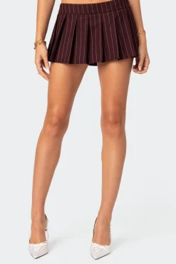 Pinstripe Low Rise Pleated Micro Skort