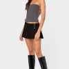 Pinstripe Open Back Strapless Top
