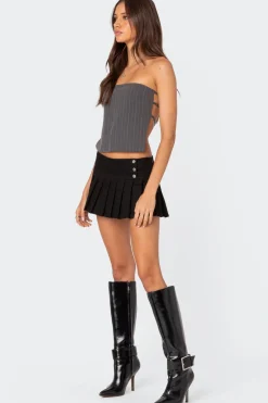 Pinstripe Open Back Strapless Top