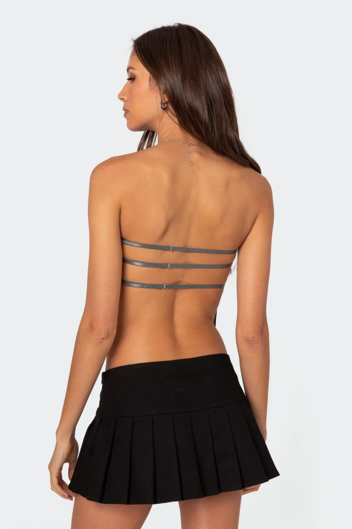 Pinstripe Open Back Strapless Top
