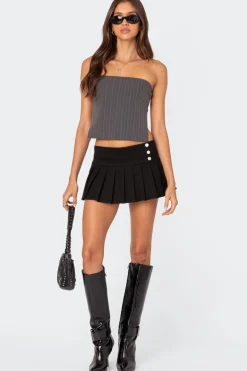 Pinstripe Open Back Strapless Top