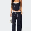 Pinstripe Peekaboo Drawstring Pants