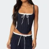 Pinstripe Peekaboo Drawstring Corset