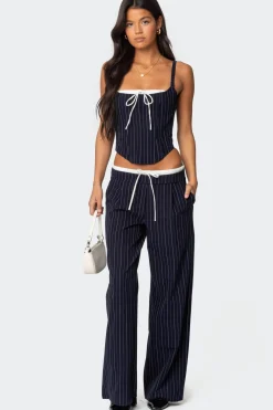 Pinstripe Peekaboo Drawstring Pants