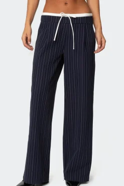 Pinstripe Peekaboo Drawstring Pants