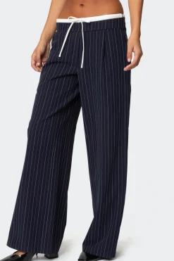 Pinstripe Peekaboo Drawstring Pants