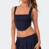 Pinstripe Side Lace Up Corset