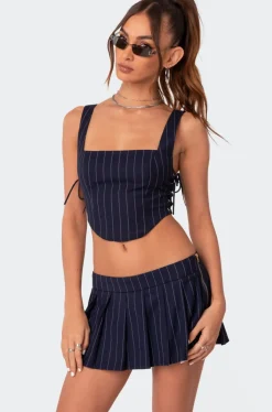 Pinstripe Side Lace Up Corset