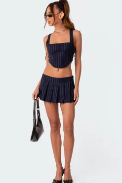 Pinstripe Side Lace Up Corset