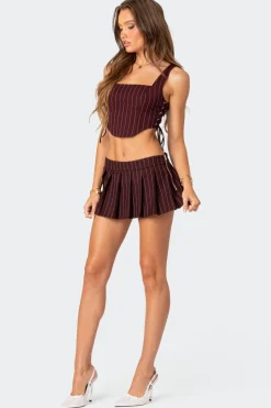 Pinstripe Side Lace Up Corset
