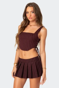 Pinstripe Side Lace Up Corset