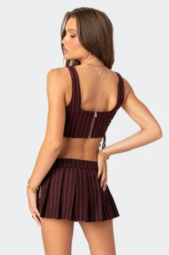 Pinstripe Side Lace Up Corset