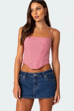 Pippa Gingham Lace Up Corset