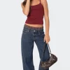 Plaid Boxer Detail Relaxed Jeans