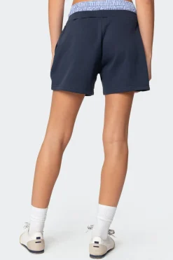 Plaid Boxer Detail Sweat Shorts