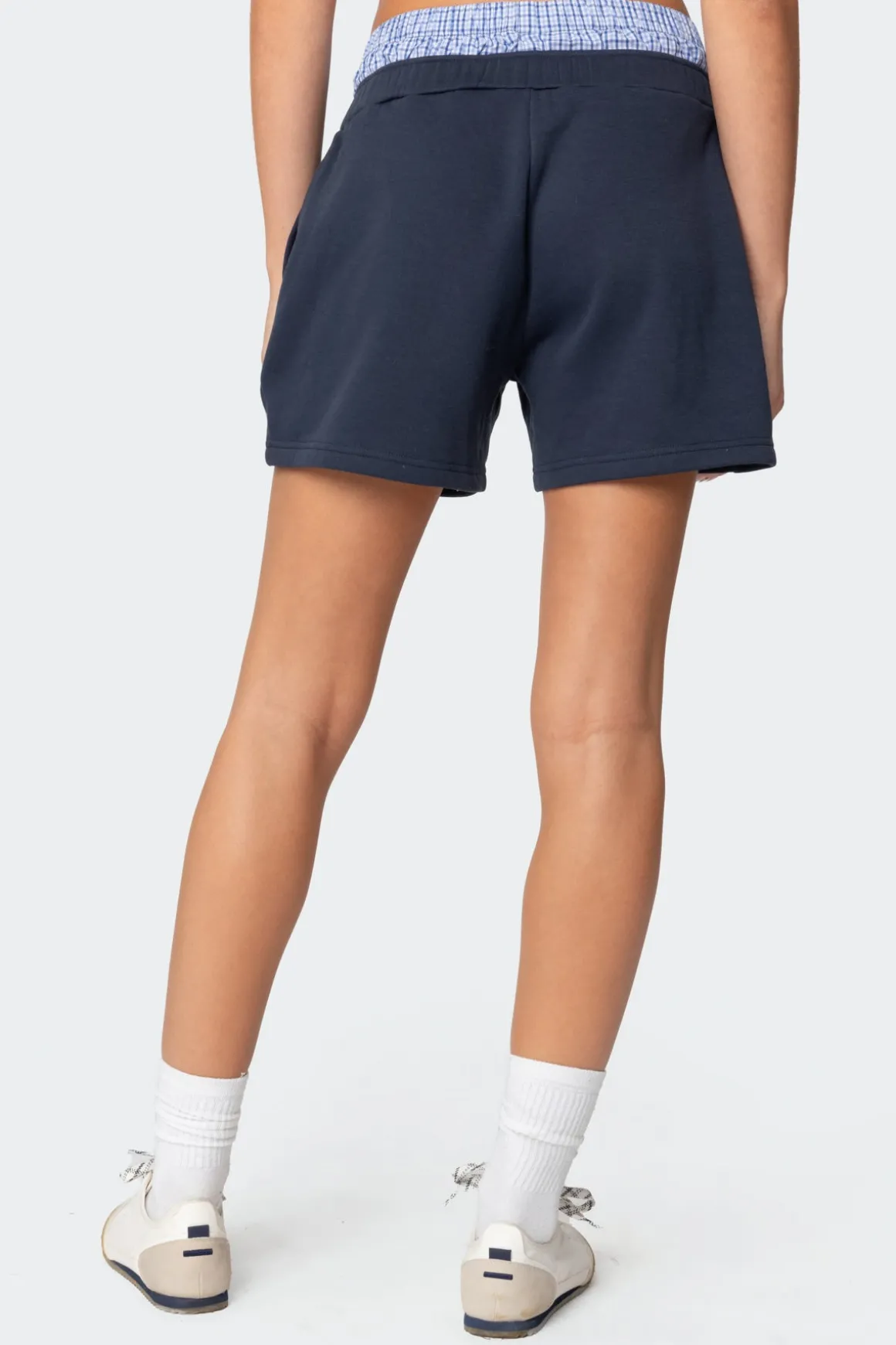Plaid Boxer Detail Sweat Shorts