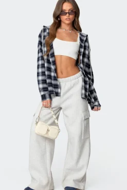 Plaid Hooded Button Up Shirt