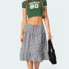 Plaid Tiered Midi Skirt