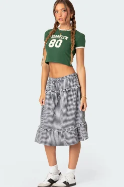 Plaid Tiered Midi Skirt