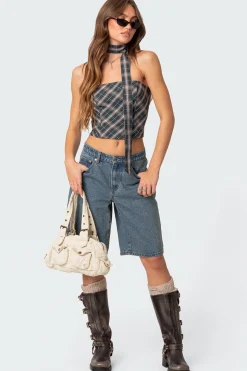 Plaid Two Piece Scarf Top