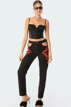 Pocketless Flame Jeans