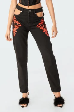 Pocketless Flame Jeans