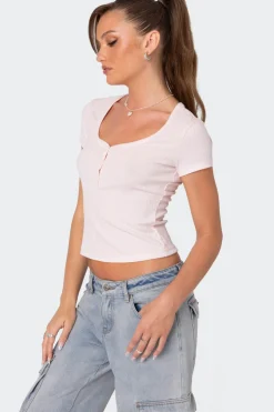 Pointelle Henley T Shirt