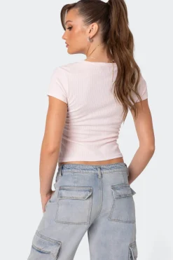 Pointelle Henley T Shirt