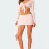Pointelle Low Rise Knit Mini Skirt