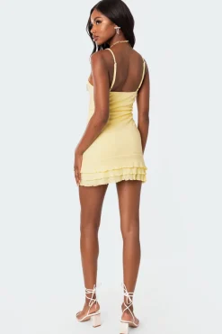 Pointelle Ruffle Mini Dress