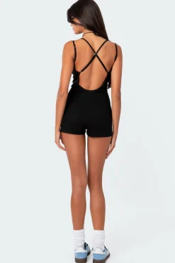Pointelle Strappy Open Back Romper