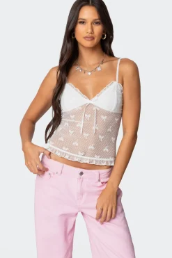 Polka Dot & Bow Sheer Tank Top