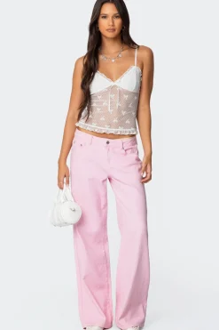 Polka Dot & Bow Sheer Tank Top