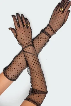 Polka Dot Sheer Mesh Gloves