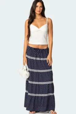 Polka Dot Tiered Maxi Skirt