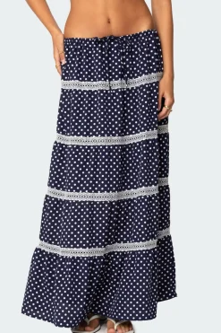 Polka Dot Tiered Maxi Skirt